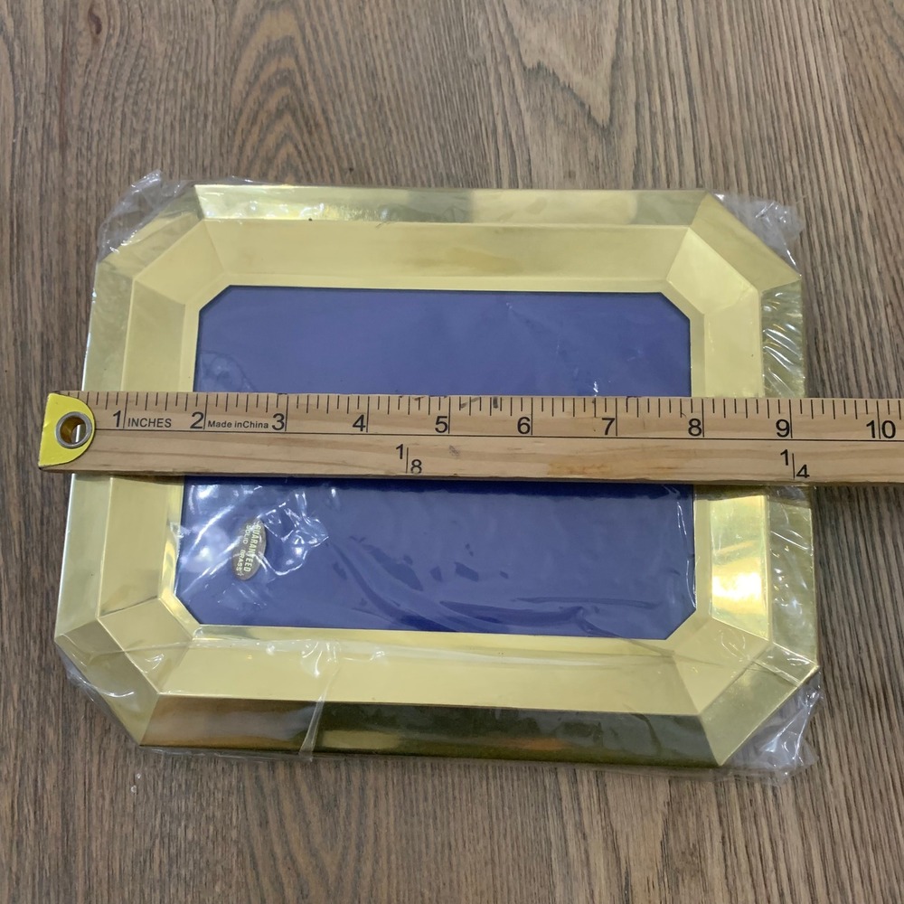 Vintage Solid Brass Beveled Octagon Picture Frame Gold 5x7 Tabletop Wall Mount - Picture 5 of 5